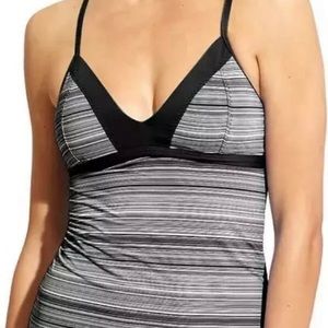 Athleta Veracruz Stripe Gray Black XS Tankini Top